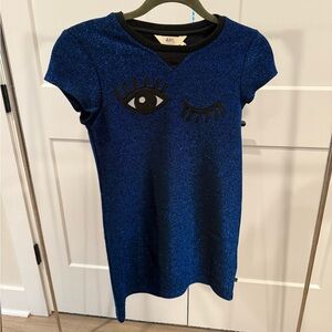 Size 10 Little Eleven Paris Glittery Blue Kids Dress